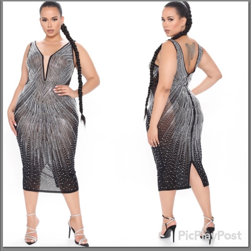 Rhinestone Sheer Dress